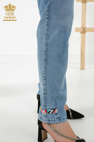 Pantaloni en-gros de damă cu buzunare albastru - 3680 | KAZEE - Thumbnail
