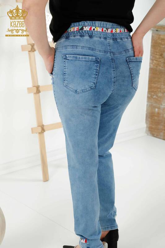Pantaloni en-gros de damă cu buzunare albastru - 3680 | KAZEE
