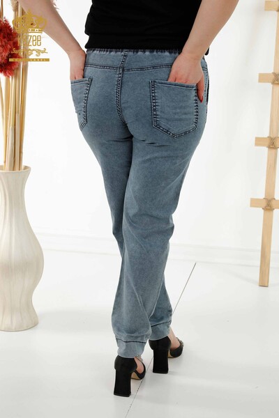 Pantaloni de damă cu ridicata cu talie elastică Bleumarin - 3675 | KAZEE - Thumbnail