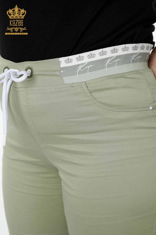 Pantaloni de damă cu ridicata mentă cu talie elastică - 3530 | KAZEE