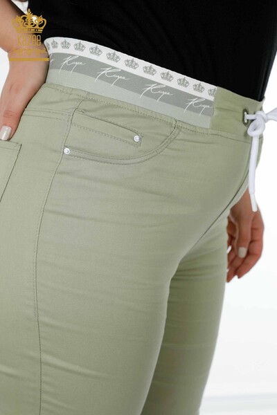 Pantaloni de damă cu ridicata mentă cu talie elastică - 3530 | KAZEE - Thumbnail