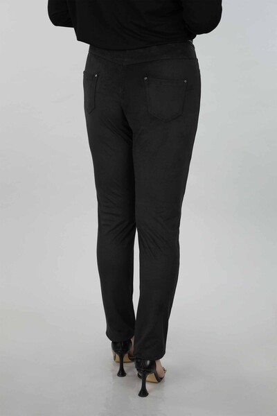 Pantaloni en-gros de damă cu buzunare și detaliu curea - 3373 | KAZEE - Thumbnail