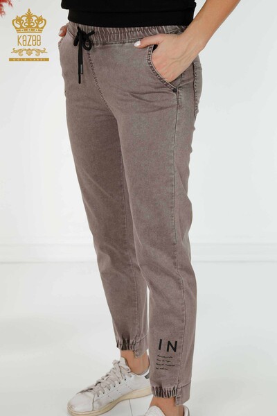 Pantaloni en-gros de damă din nurcă cu talie elastică - 3500 | KAZEE - Thumbnail