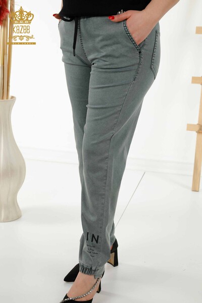 Pantaloni en-gros de damă din nurcă cu talie elastică - 3675 | KAZEE - Thumbnail