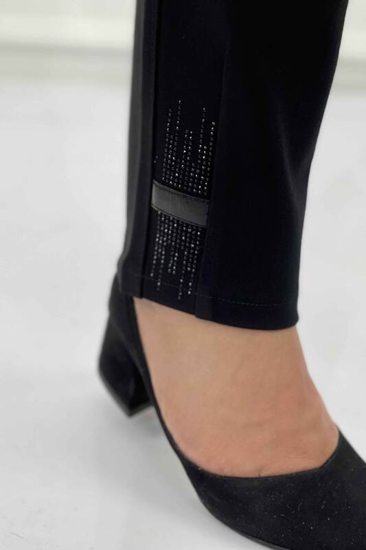 Pantaloni cu șnur de piatră pentru femei cu detaliu elastic în talie - 3362 | kazee