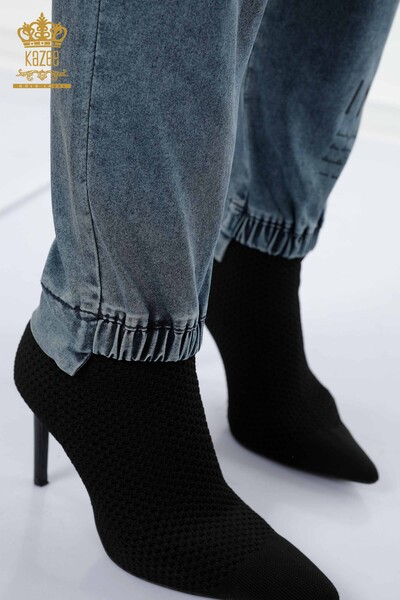 Pantaloni de damă cu ridicata cu talie elastică Bleumarin - 3500 | KAZEE - Thumbnail