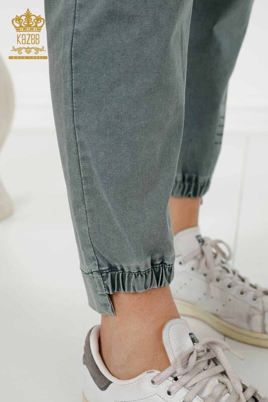 Pantaloni en-gros damă cu talie elastică kaki - 3500 | KAZEE