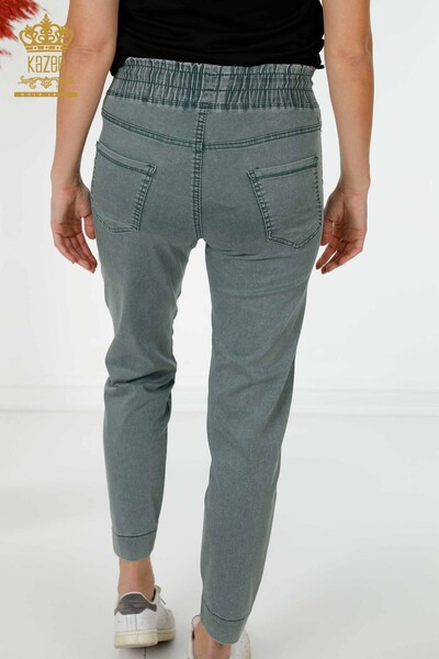 Pantaloni en-gros damă cu talie elastică kaki - 3500 | KAZEE - Thumbnail