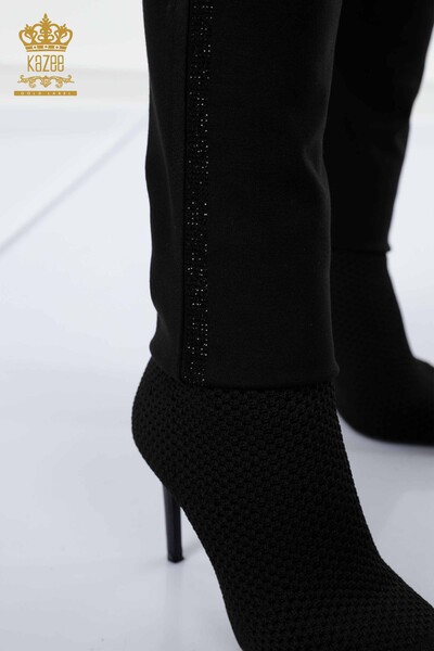 Pantaloni de damă cu ridicata negri cu talie elastică - 3427 | KAZEE - Thumbnail