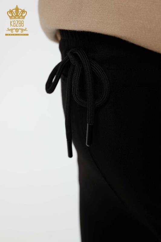 Pantaloni en-gros de damă negri cu talie elastică - 3466 | KAZEE
