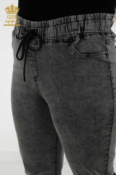 Pantaloni de damă cu ridicata negri cu talie elastică - 3699 | KAZEE - Thumbnail (2)