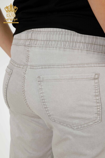 Pantaloni en-gros de damă cu talie elastică gri - 3500 | KAZEE - Thumbnail
