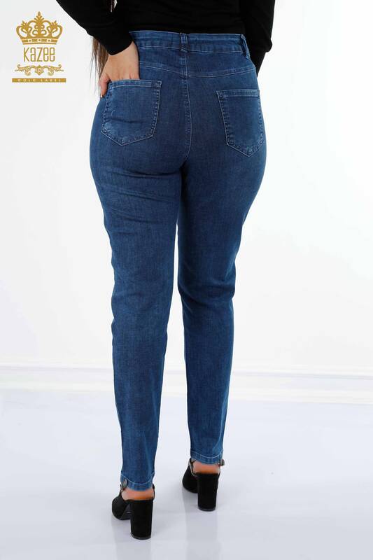 Pantaloni de blugi de damă cu ridicata cu piatră de cristal colorată Koton brodat - 3588 | KAZEE