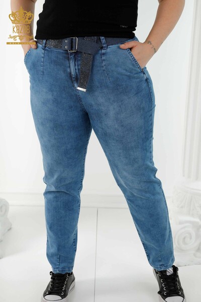 Pantaloni de blugi de damă cu ridicata albastru cu buzunare - 3686 | KAZEE - Thumbnail
