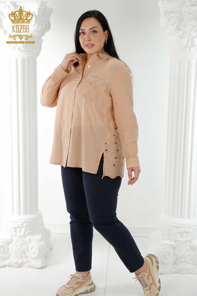 Blugi de damă en-gros cu curea Bleumarin - 3468 | KAZEE 