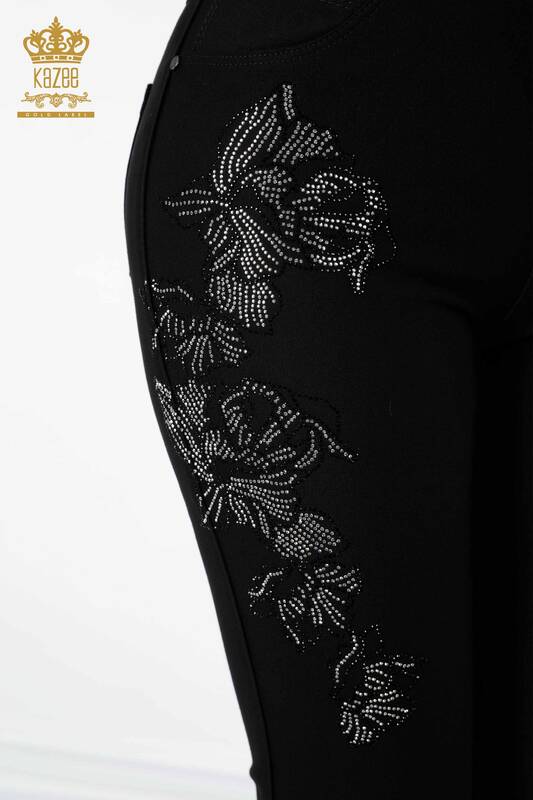 Blugi de damă cu ridicata Pantaloni cu model negri - 3565 | KAZEE