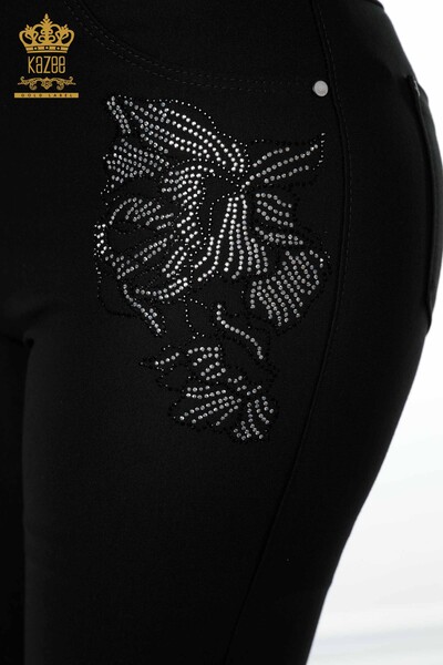 Blugi de damă cu ridicata Pantaloni cu model negri - 3565 | KAZEE - Thumbnail