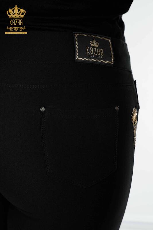 Pantaloni de damă cu ridicata cu model tigru negru - 3646 | KAZEE
