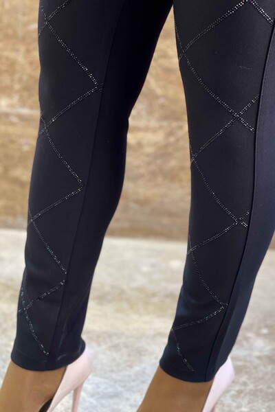 Pantaloni cu jambiere de damă cu model de broderie de piatră cu ridicata - 3340 | kazee - Thumbnail