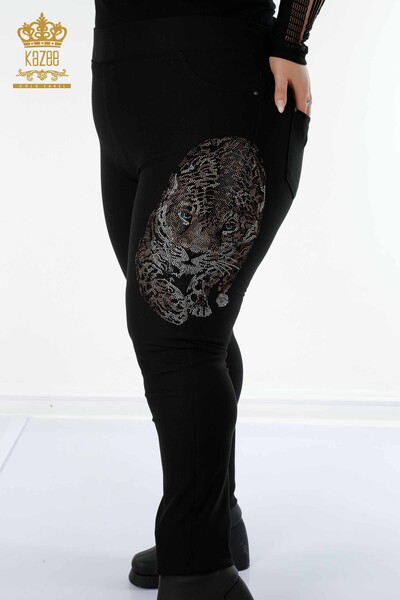 Cu ridicata Pantaloni de damă cu jambiere cu model leopard negru - 3648 | KAZEE - Thumbnail