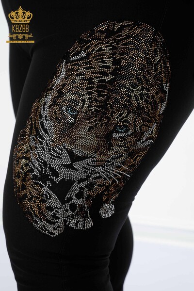 Cu ridicata Pantaloni de damă cu jambiere cu model leopard negru - 3648 | KAZEE - Thumbnail