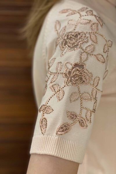 Pulover de damă cu ridicata cu flori brodate model american - 15763 | KAZEE - Thumbnail