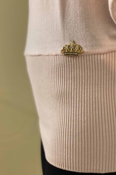 Pulover de damă cu ridicata cu mânecă liliac cu sigla - 15705 | KAZEE - Thumbnail