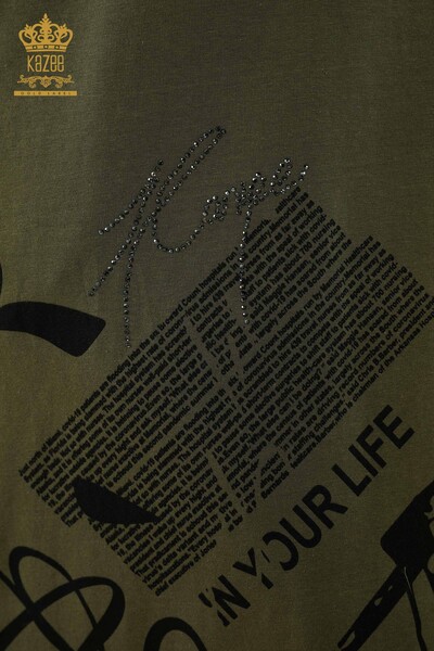 Rochie de damă cu ridicata din piele buzunar kaki - 20366 | KAZEE - 4