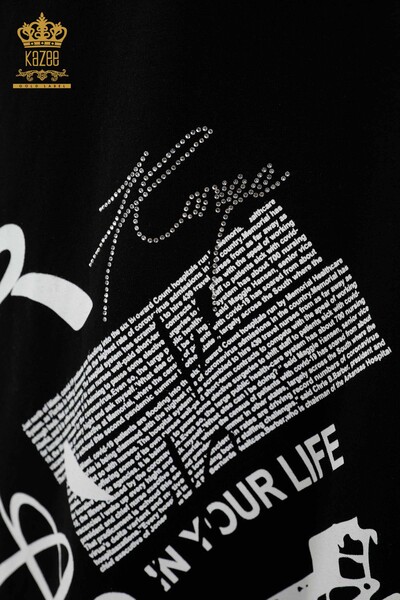 Rochie de damă cu ridicata din piele buzunar detaliat negru - 20366 | KAZEE - 4