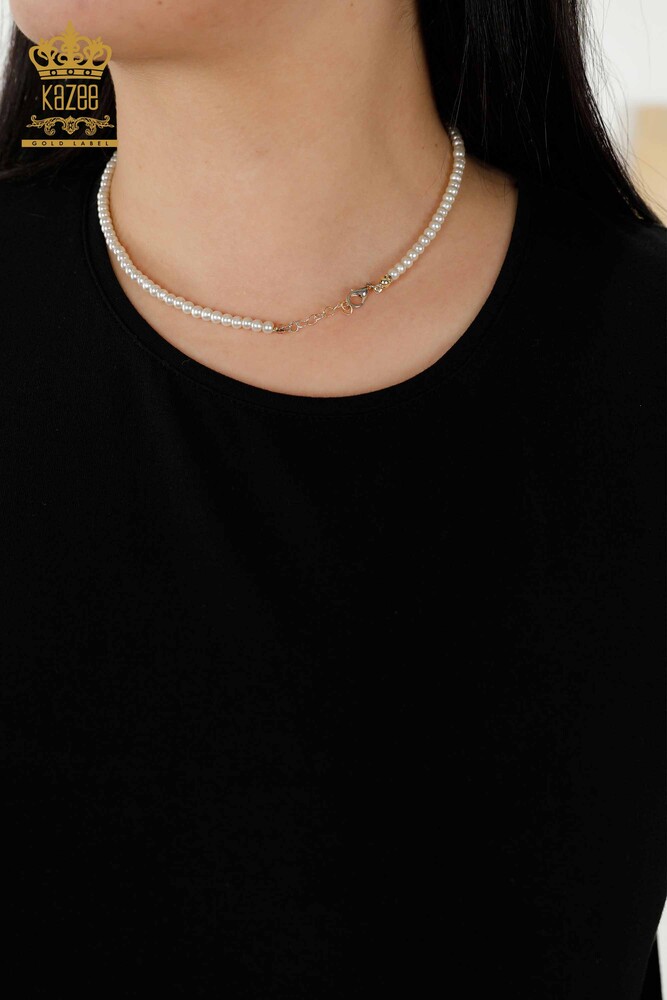 Rochie de damă cu ridicata din piele buzunar detaliat negru - 20366 | KAZEE - 5