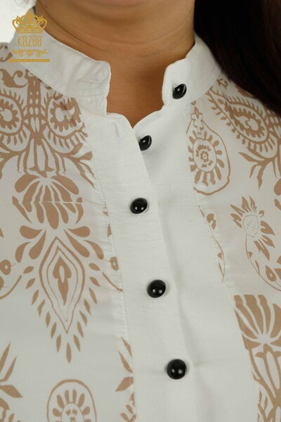 En-gros Rochie de damă cu detaliu cravată în talie Bej - 2402-211682 | S&M - Thumbnail