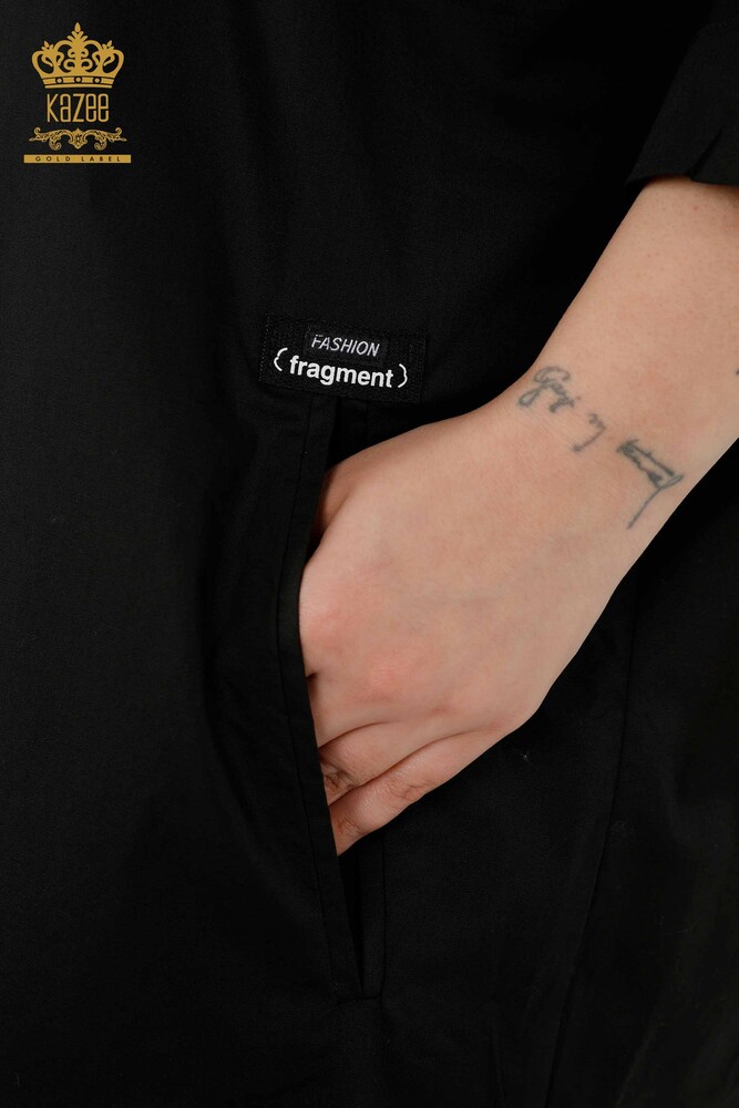 Rochie en-gros de dama neagra cu dungi colorate - 20380 | KAZEE - 3