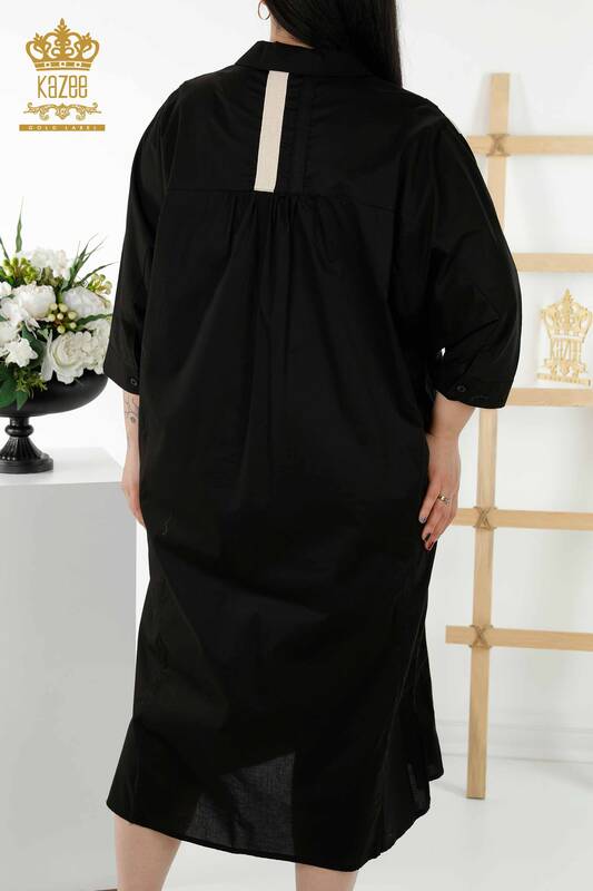 Rochie en-gros de dama neagra cu dungi colorate - 20380 | KAZEE