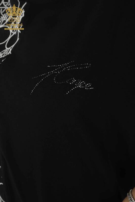 Rochie cu ridicata pentru femei cu model de buzunar negru - 20382 | KAZEE