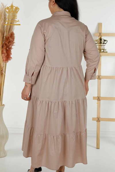 Rochie de dama cu ridicata cu model de flori Bej - 20271 | KAZEE - 6