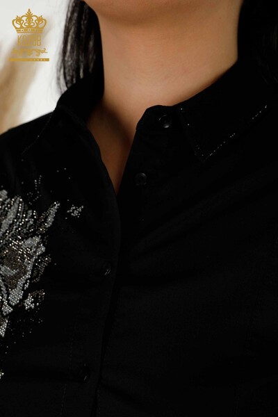 Rochie en-gros de dama neagra cu model floral - 20271 | KAZEE - 5