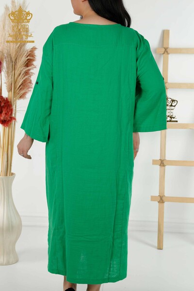 Rochie cu ridicata pentru femei cu doua buzunare verde - 20400 | KAZEE - Thumbnail