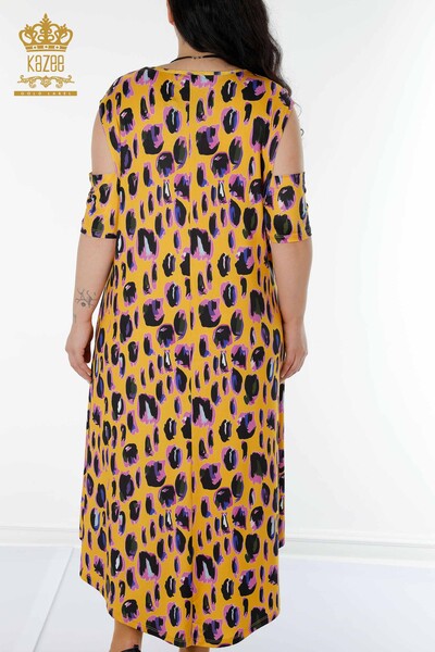 Rochie de damă cu ridicata, colorat, cu model de leopard, șofran - 77794 | KAZEE - Thumbnail