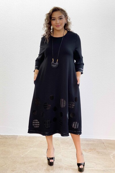 En-gros pentru femei tricotaje rochie buzunar cu model viscoză - 7583 | KAZEE - Thumbnail