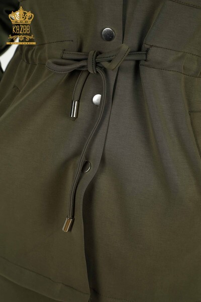 Set de trening triplu pentru femei cu ridicata Button Detailed Khaki - 17622 | KAZEE - 7