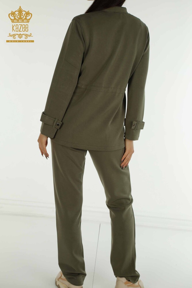 Set de trening triplu pentru femei cu ridicata Button Detailed Khaki - 17622 | KAZEE - 11