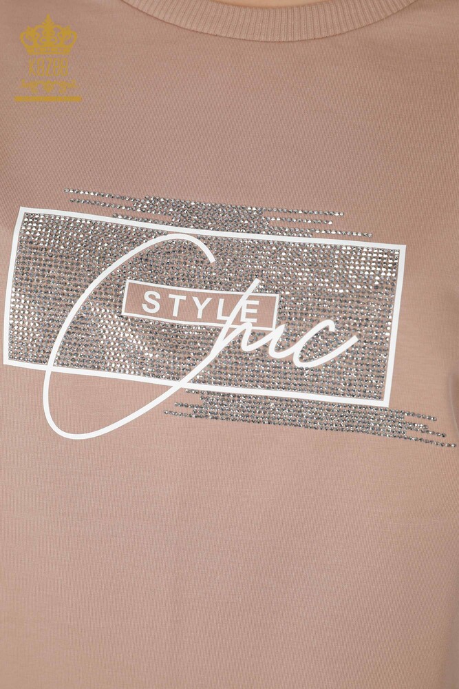 Set de trening en-gros pentru femei Crystal Stone Brodat Mink - 17461 | KAZEE - 4