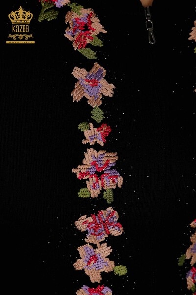 Set de trening pentru femei negru cu model floral - 16658| KAZEE - 4