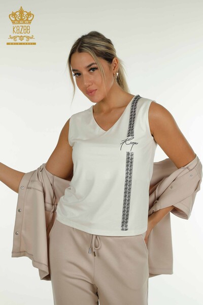 Set de trening triplu damă cu ridicata Button Detaliat Mink - 17633 | KAZEE - 2