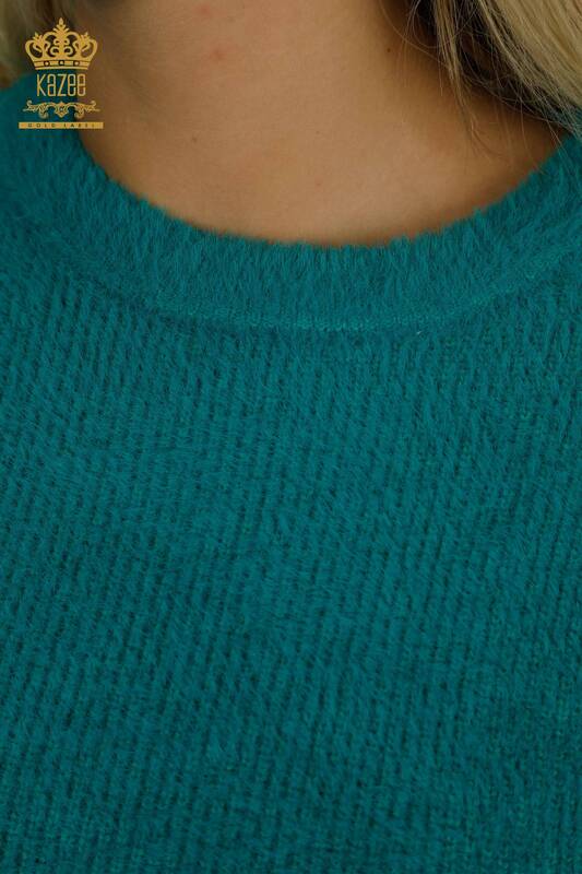 Tricotaj cu ridicata pentru femei Pulover cu mânecă lungă Turcoaz - 30775 | KAZEE