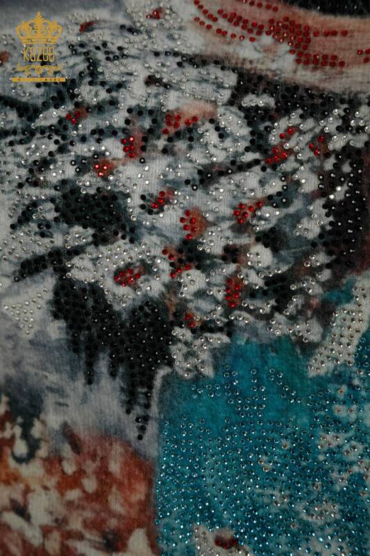 Pulover de tricotaje pentru femei cu ridicata - Angora - Imprimat cu figurine - Digital - 40040 | KAZEE