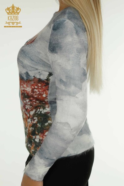 Pulover de tricotaje pentru femei cu ridicata - Angora - Imprimat cu figurine - Digital - 40040 | KAZEE - Thumbnail