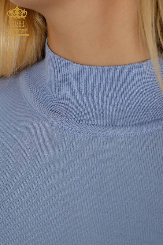 Pulover de tricotaj de damă cu ridicata - Basic - Albastru - 30507 | KAZEE