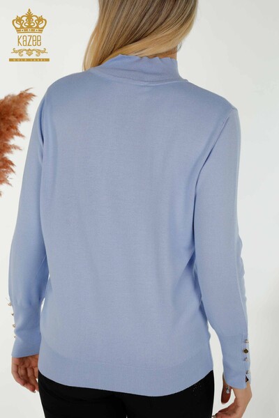 Pulover de tricotaj de damă cu ridicata - Basic - Albastru - 30507 | KAZEE - Thumbnail