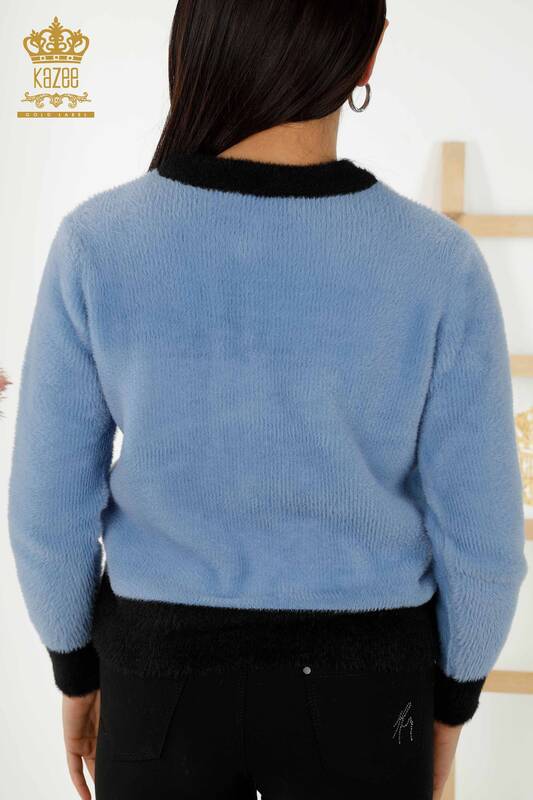 Tricotaj cu ridicata pentru femei Cardigan Angora Buttoned Blue - 30094 | KAZEE